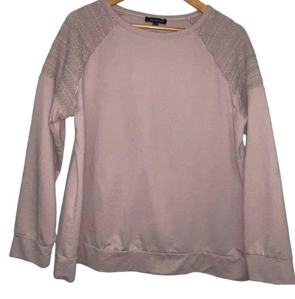Lane Bryant Crew Neck Mauve Dusty Rose Pink Sweatshirt Smocked Detail Size 22 24